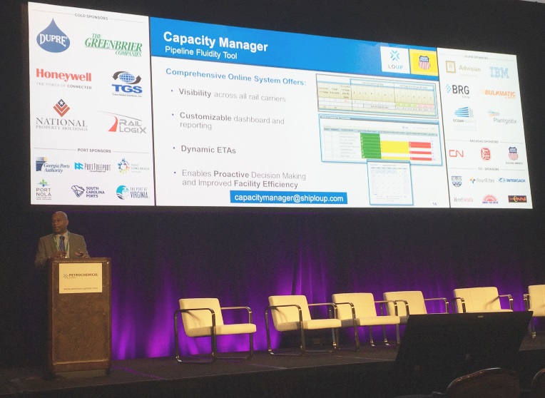 Kenny Rocker announces the new Capacity Manager functionality at the Petrochemical Supply Chain & Logistics conference in Houston